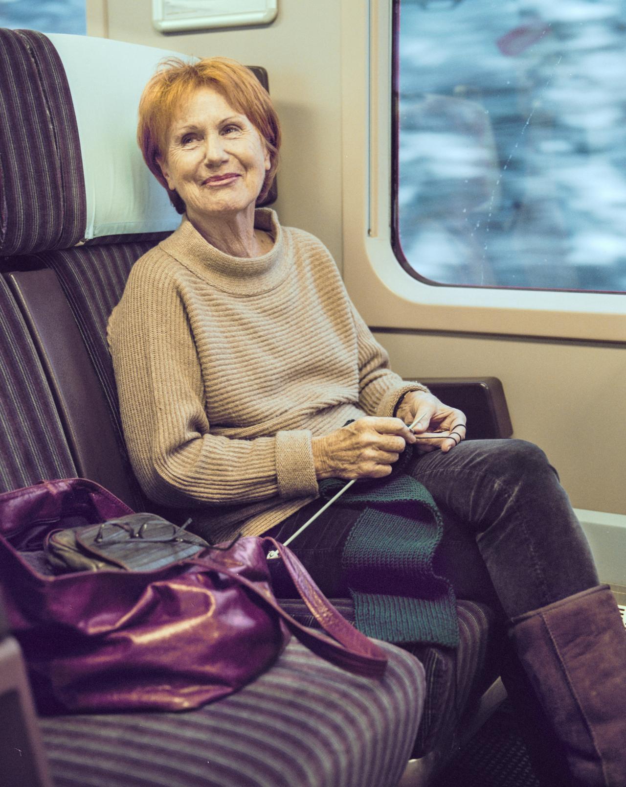 woman in train