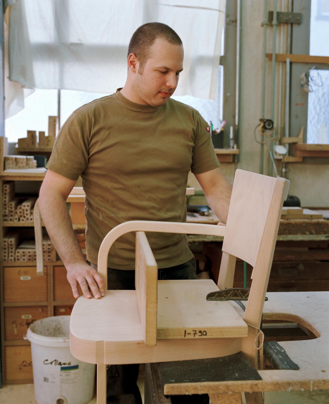 man with chair