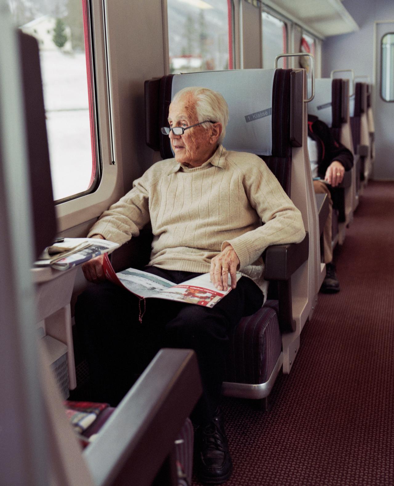 man in train