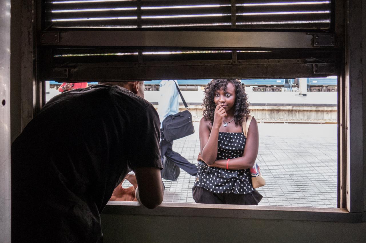 woman by window