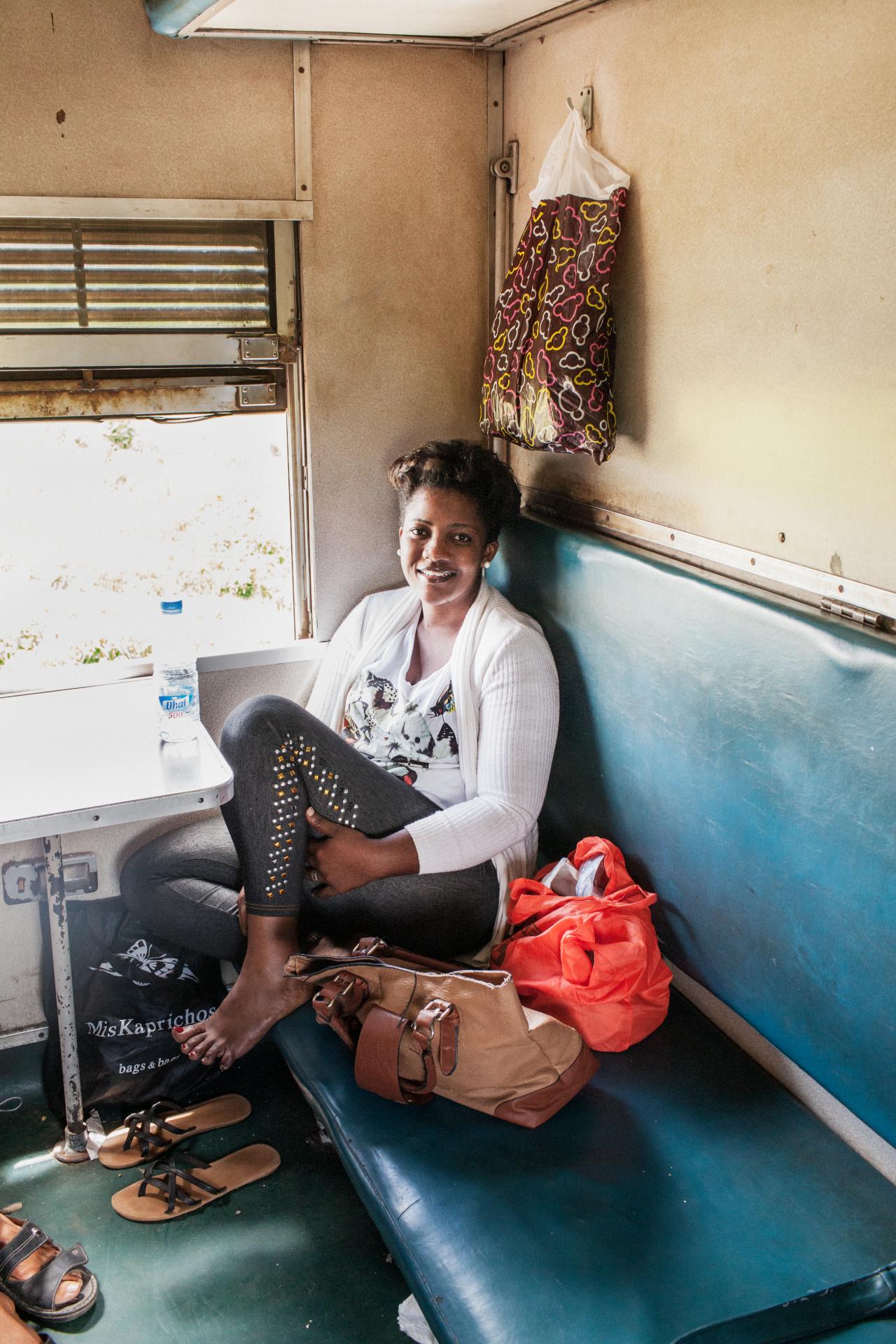 woman in train